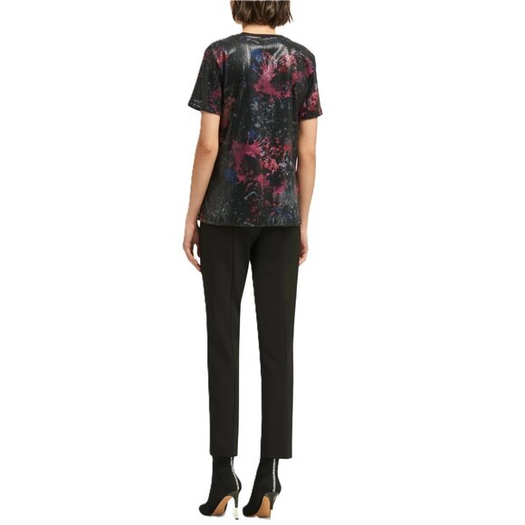 DKNY Abstract Embellished Sequin T-Shirt Top Multicolor Size S - Picture 4 of 6